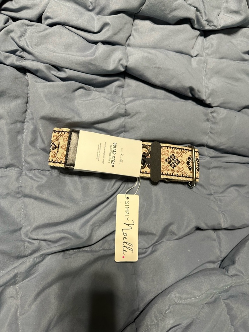 Simply Noelle Beige and Black Woven Guitar Strap